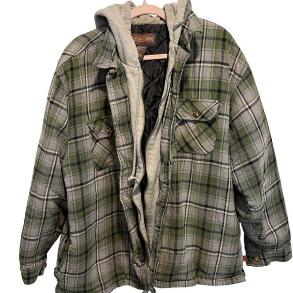 Moose Creek Women Jackets & Blazers - Moose Creek Hooded Flannel Size XL #Skatewear